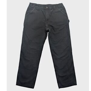 Carhartt Pants Mens Size 40x34 BLK Flannel Lined Dungaree Black Workwear Canvas